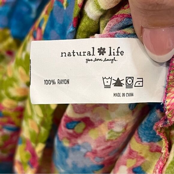 NATURAL LIFE Gigi Floral Babydoll Mini Dress in Multi Starburst size Large - Picture 8 of 13